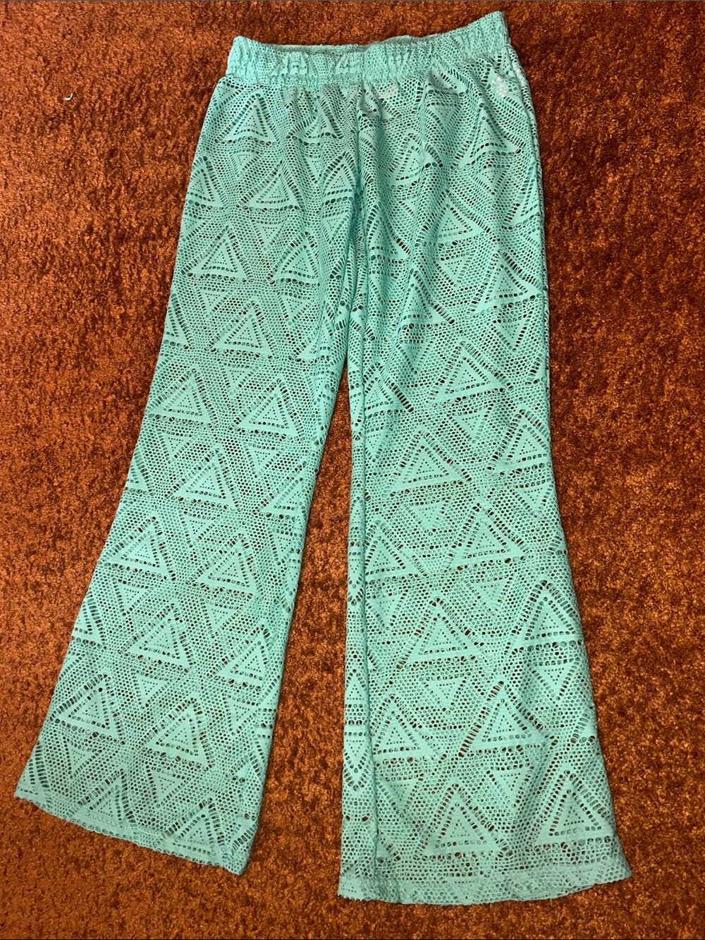 Lagaci Mint Crochet Flared Swim Cover Pants